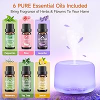 Vista 2 de Essential Oil Diffusers 500ml+6 PC Essential Oils,Remote 7 Colors Aromatherapy Diffuser,Ultrasonic Oil Diffuser Essential Oils Diffusers for