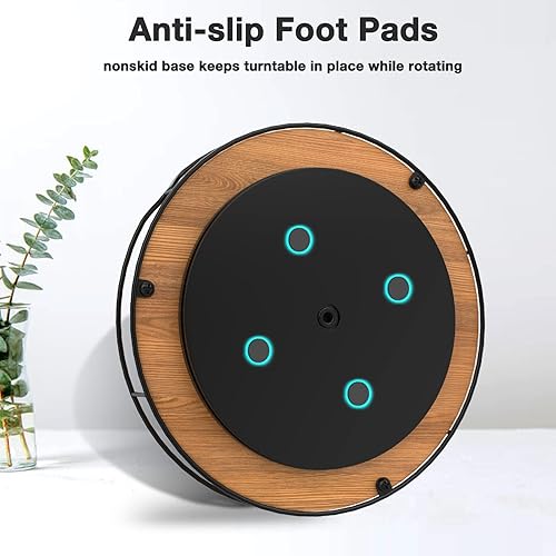 Miniatura 7 de Lazy Susan - Organizador giratorio con alfombrilla antideslizante para gabinete, despensa, cocina, encimera, refrigerador, oficina, madera de pino,