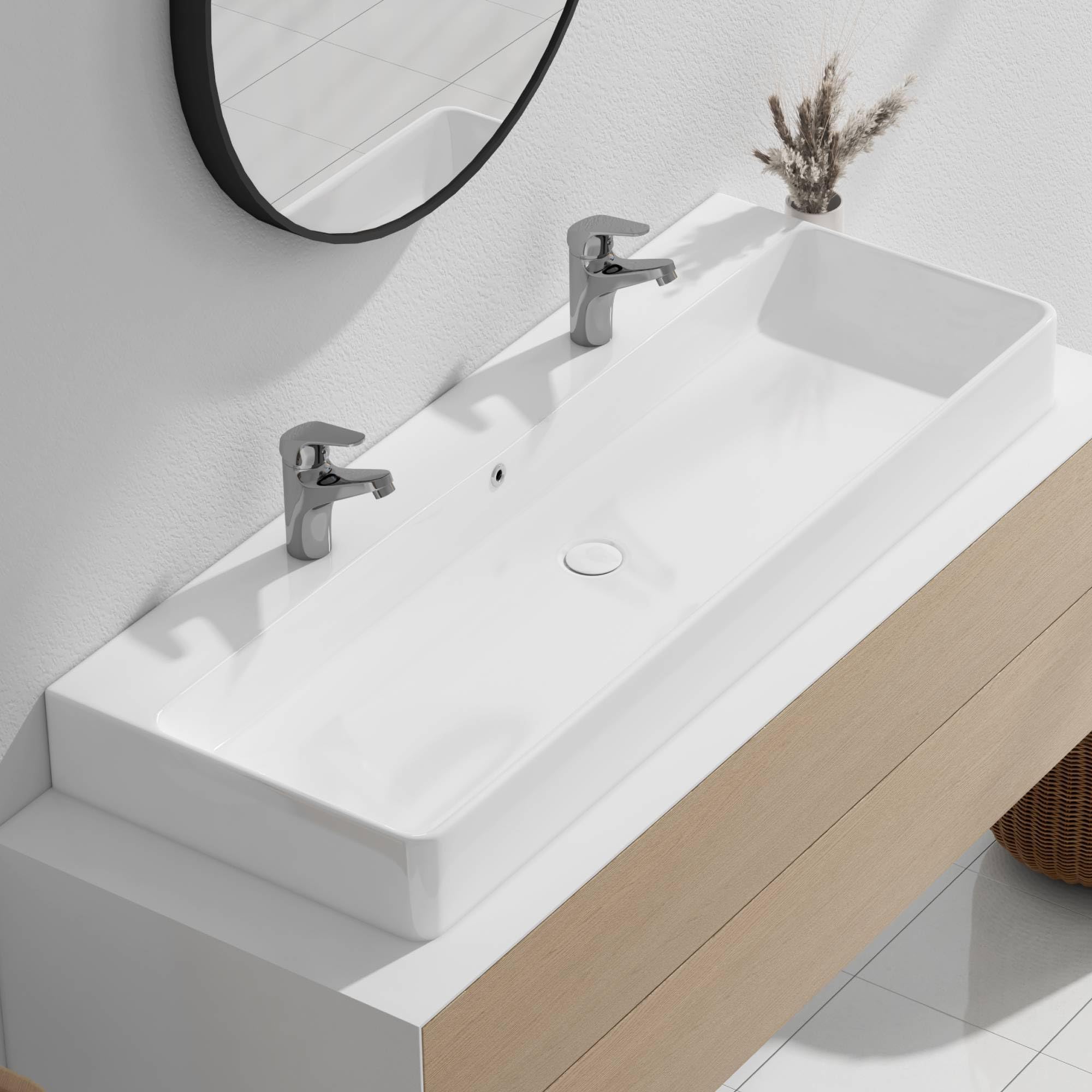 Scarabeo 8033-No Hole Gaia Rectangular Ceramic Self Rimming/Vessel Sink ...