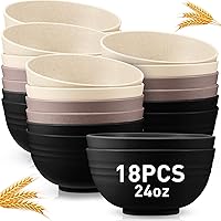 Vista 12 de Geosar 18 Piezas Cuencos de Cereales Irrompibles de 24 Oz Aptos para Microondas y Lavavajillas de Fibra de Paja de Trigo Tazones Ligeros para Sopa