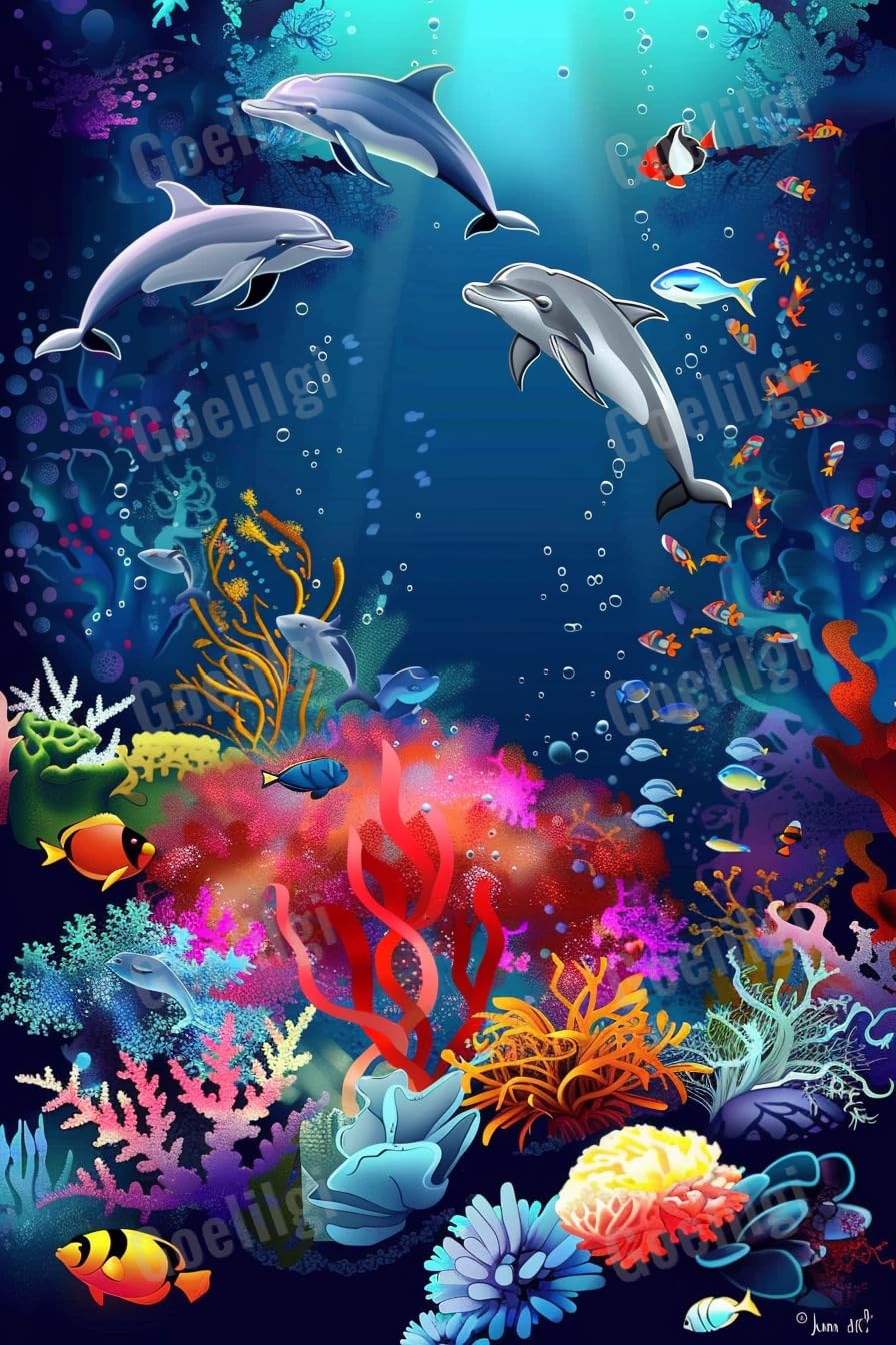 Amazon.com: Coral Dolphin Framed Wall Art Versatile Wall Poster