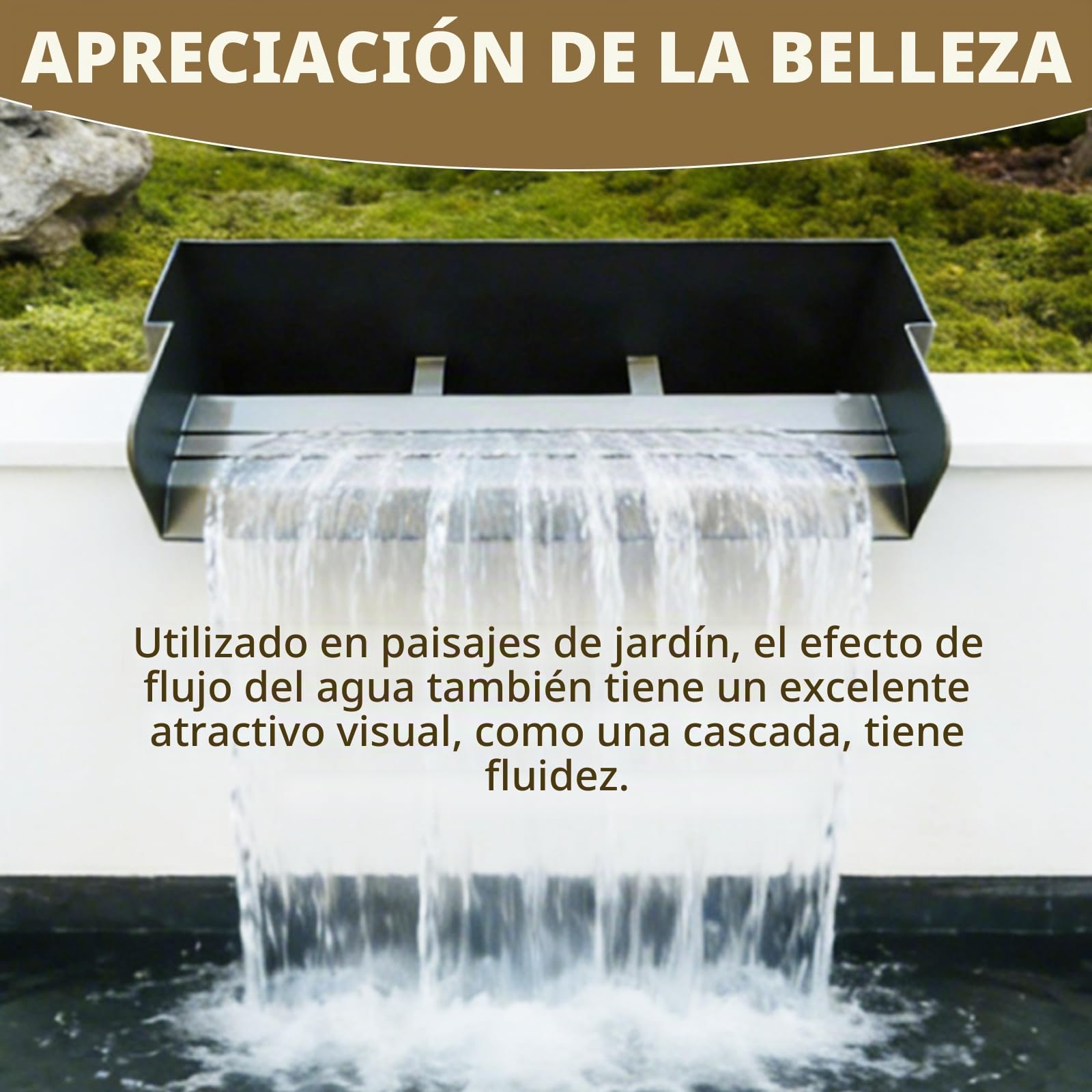 Conjunto De Cascada para Estanque JardíN, Fuente De Cascada De Acero Inoxidable De 30cm 45w 3000 L/H Elemento Decorativo para Estanque De JardíN Patio Terraza Y Espacio Exterior