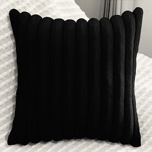 Miniatura 7 de Paquete de 2 fundas de almohada de terciopelo de 18 x 18 pulgadas, fundas de almohada cuadradas de piel sintética para decoración de sala de estar,