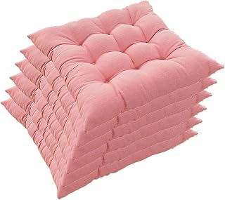 Juego de 6 cojines para sillas de exterior de 40 x 40 cm de grosor, acolchados con lazos, cojines decorativos portátiles para sillas de jardín, color rosa, duraderos y cómodos.