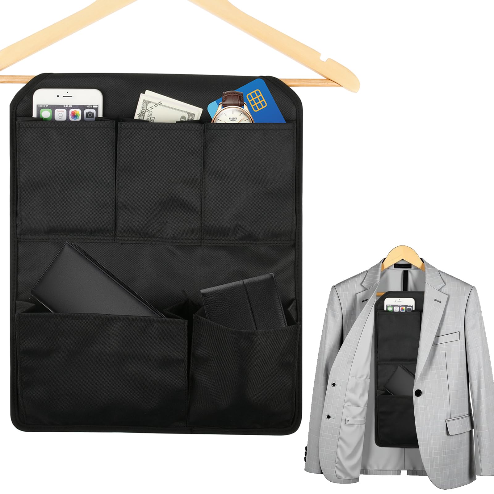 Hanger Diversion Safe Bag for Travel - Under Clothes Hanging Hidden Pocket Safe - Hanger Secret Safe Pocket Compartment Storage Organizer Keeping