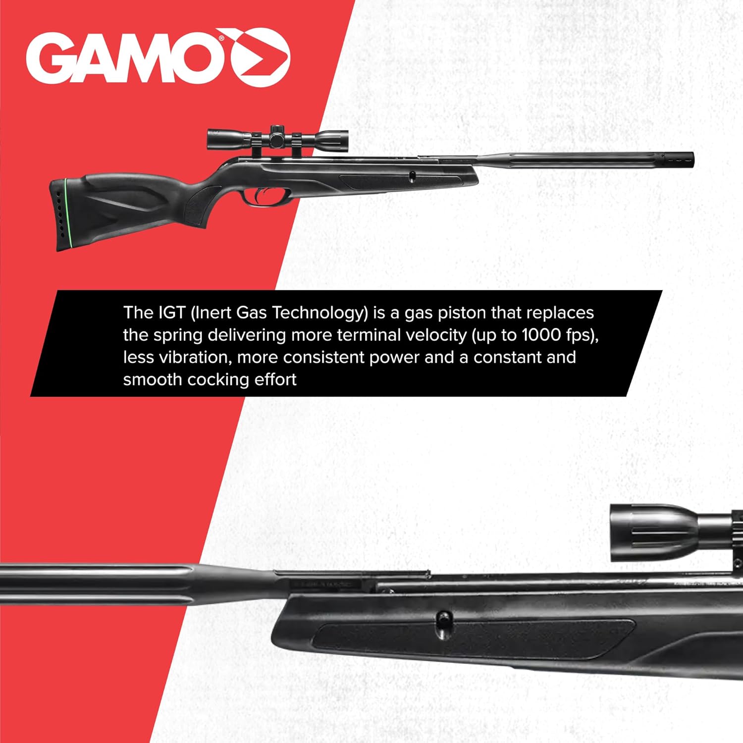 Gamo Wildcat Whisper Caliber Break Barrel Pellet Air Rifle - IGT Gas Piston