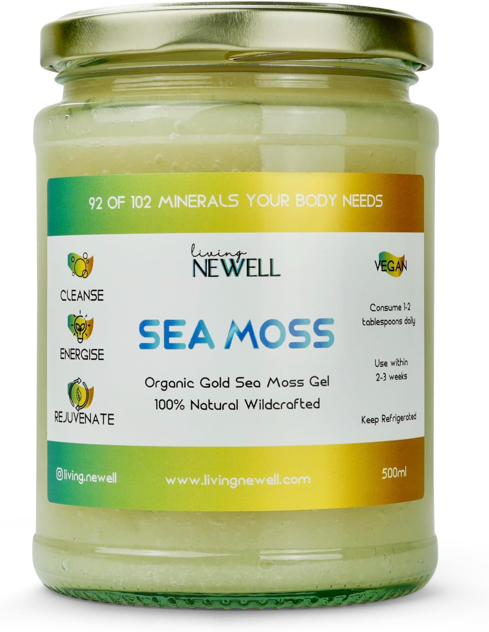 Sea Moss Gel (500ml) Sea Moss 100% Wildcrafted in St Lucia | Packed with Essential Vitamins and Minerals | Dr Sebi Approved Irish Sea Moss | Vegan superfood