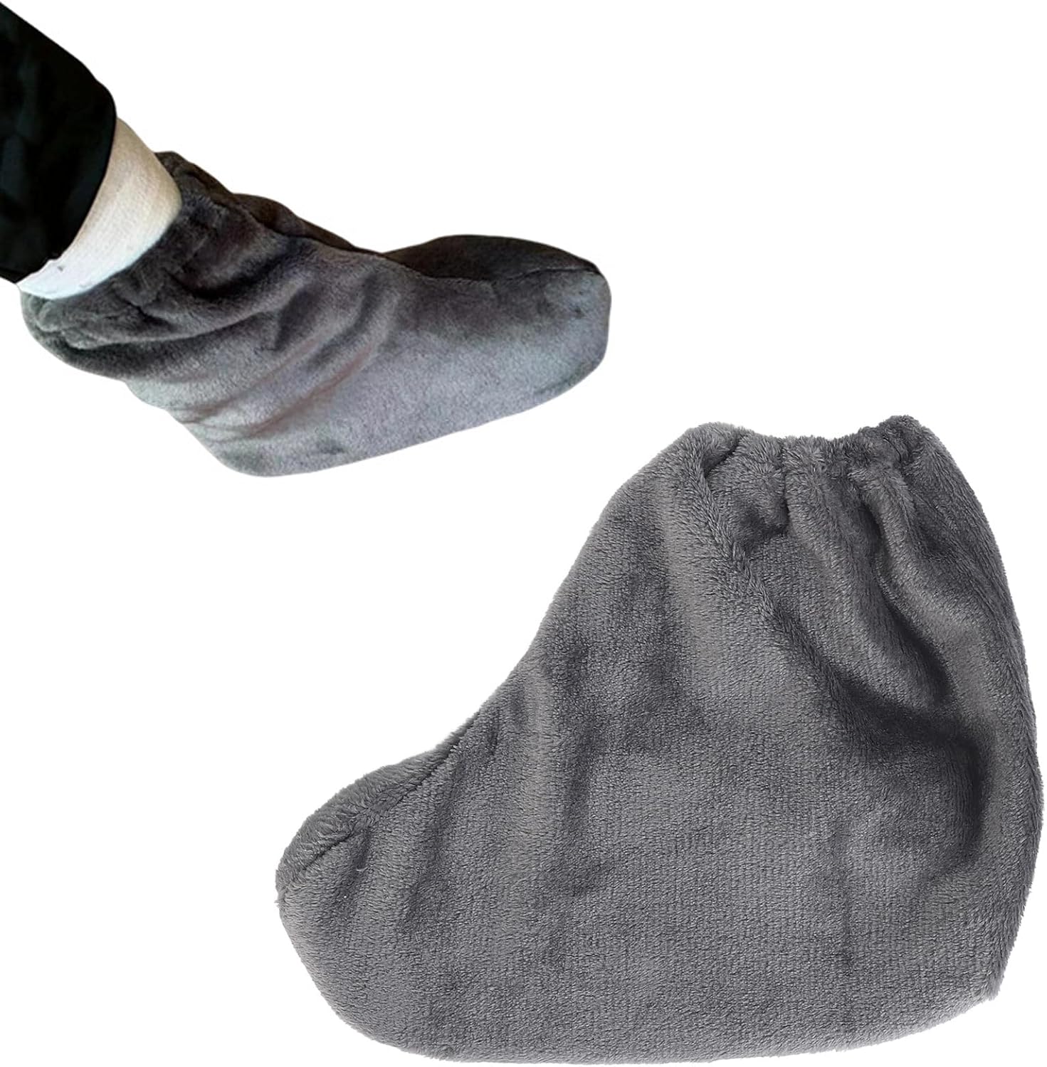 Leg Cast Cover Warm Flannel Cast Sock Cover Elastic Band Machine Washable Foot Cast Cover for Cold Weathers Comfortable Fit for 36 to 40 Sizes