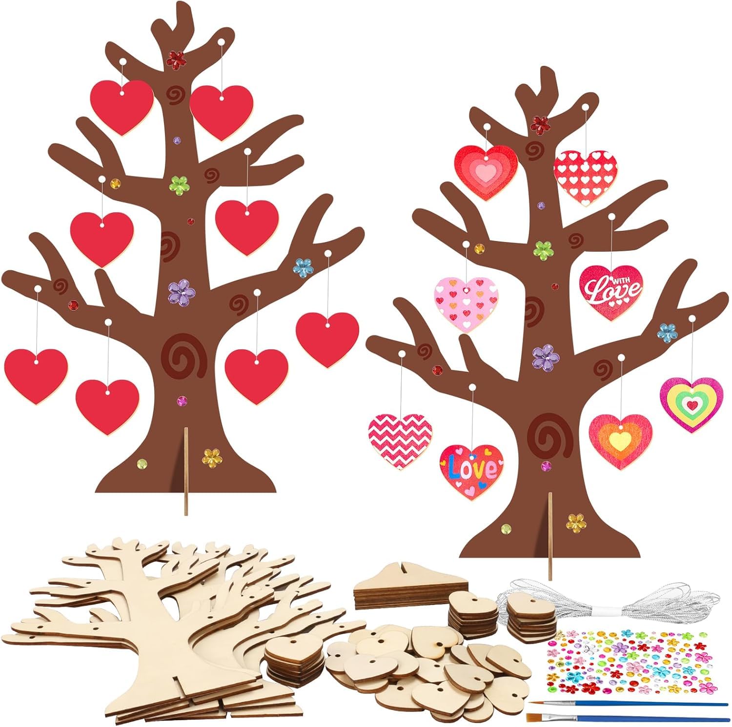 Curious Button Set of 6 pcs Wooden Shape Heart Tree Cutout – Unfinished Cabinet Grade MDF Wooden Heart Tree Decor, Home Decor Wooden Trees for Crafts, Family Tree.-image-49