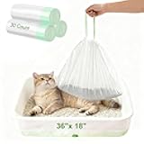 OFFAXE Cat Litter Box Liners Large, 30 Count Jumbo Drawstring Cat Litter Bags For Litter Box, Tear Resistant Heavy Duty Extra Durable Waste Litter Bags For Pet Supplies, Pre-Separated 36” x 18”