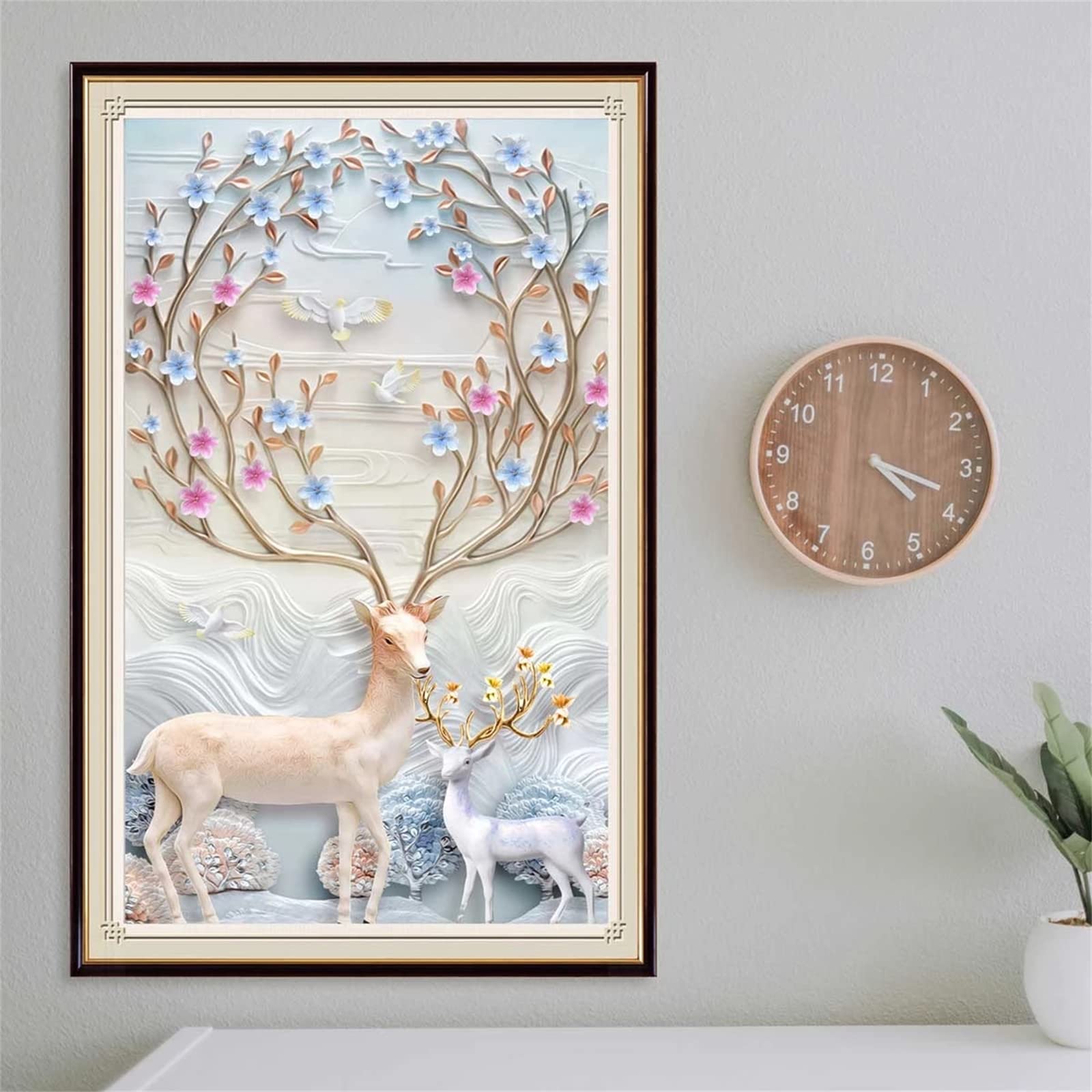 DIY zestawy do malowania diamentami 5D, pełne wiertło diamentowy obraz dla dorosłych i dzieci, kryształ górski haftowanie obrazy do dekoracji ścian domu - 90 x 180 cm (zwierzę jeleń)