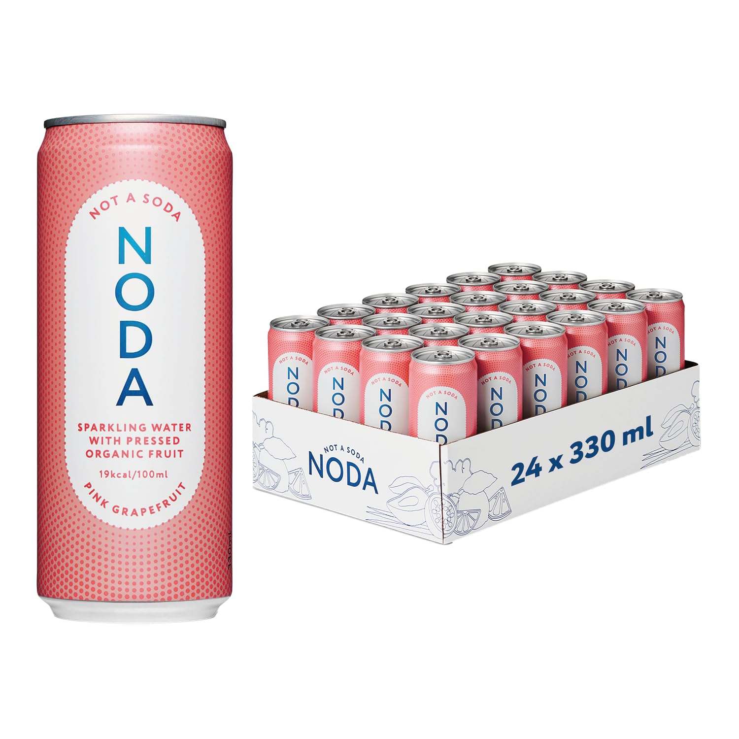 NODA "Not A Soda" · Pink Grapefruit 24X330ml · Sprudelwasser mit 30% Bio-Frucht