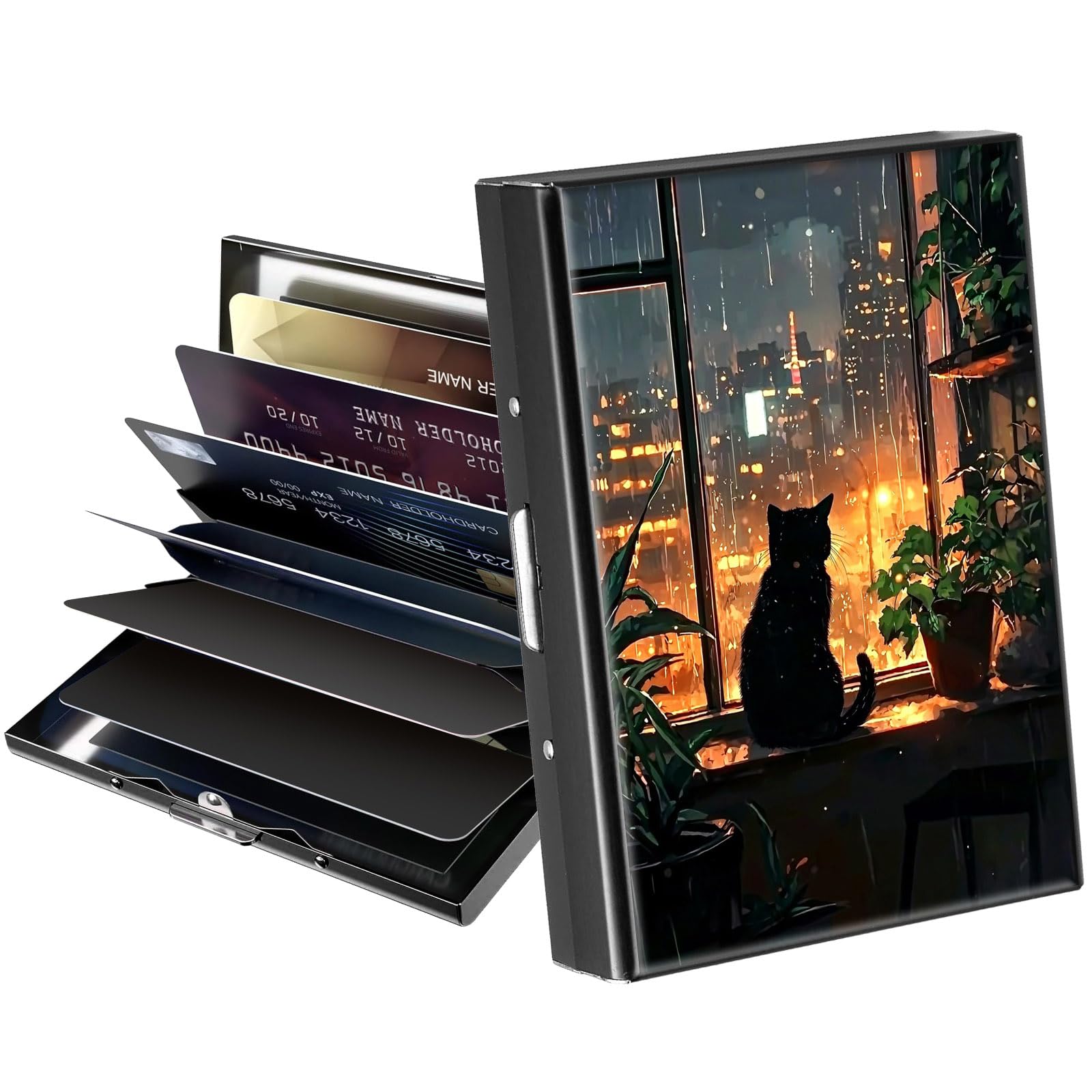 BREIDMKFM Metal Wallet,Credit Card Holder for Women Men,Thin Slim Mini Aluminum Wallet RFID Blocking Holder Travel Hard Case Small Business Card