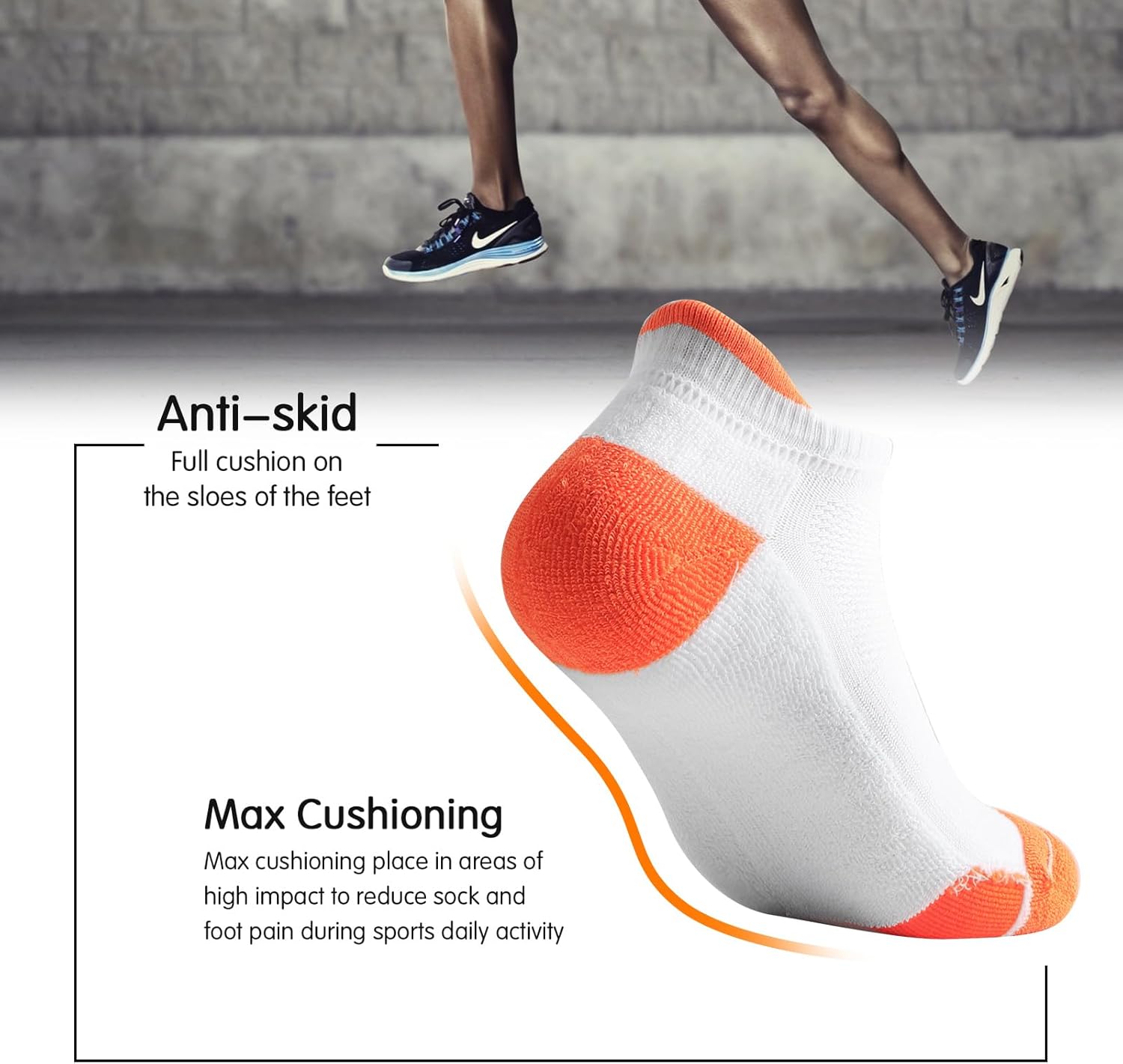 JOYNÉE Mens Ankle Athletic Low Cut Socks for Men Cushioned Running Sports Workout Tab Socks 6 Pairs - Image 2