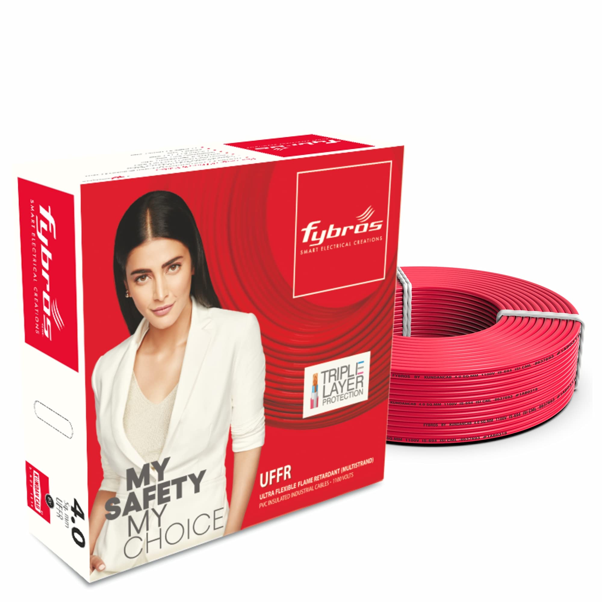Fybros Ultra Flexible Red PVC Wire - 90m -10 Fybros Ultra Flexible Red PVC Wire - 90m -10