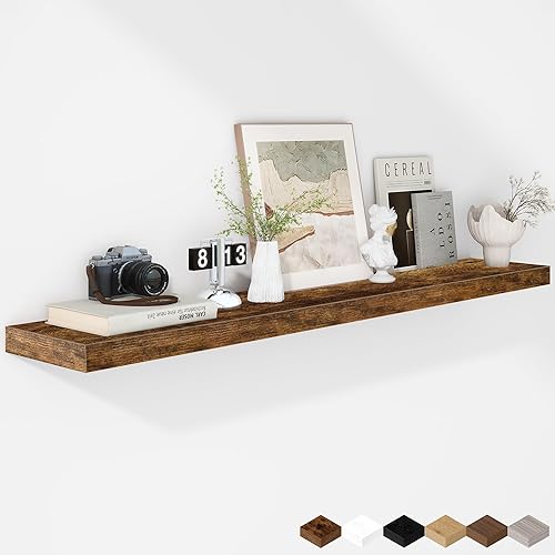 Miniatura 91 de Fun Memories Estantes flotantes de 16 pulgadas – Estantes de pared de madera de color blanco rústico profundo – Estante de almacenamiento para pared