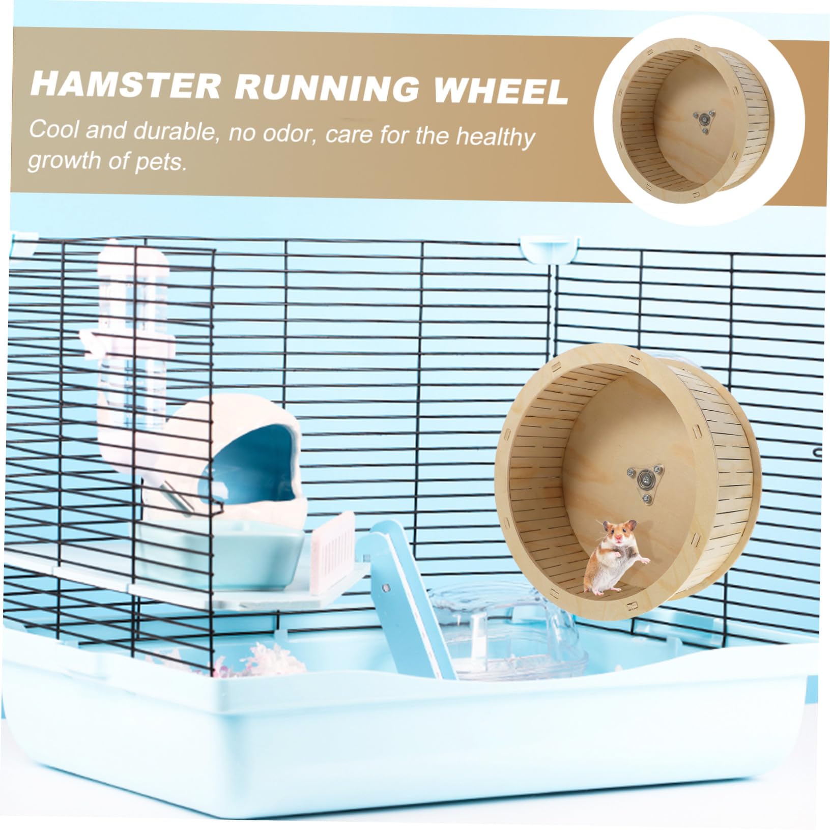 Ruota in Legno per Criceti Gioco da Esercizio Silenzioso Antistress Design Ecologico Dimensioni 22 Cm per Roditori Animali Domestici