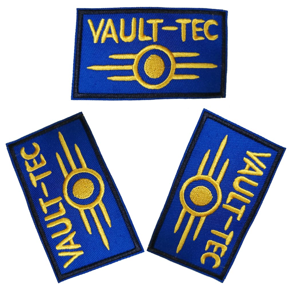 Vault Tec Patch Iron On Sew On Embroidered Patches for Jacket Shirts Jeans Backpack Sewing Decorating DIY Craft 3.3 * 1.9IN(3 pcs)
