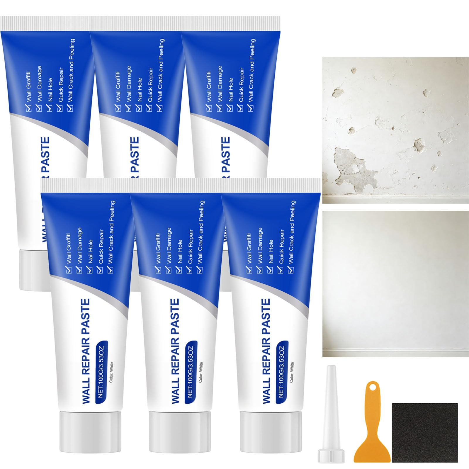 Kit de pasta para reparación de pared con rascador (6 unidades)