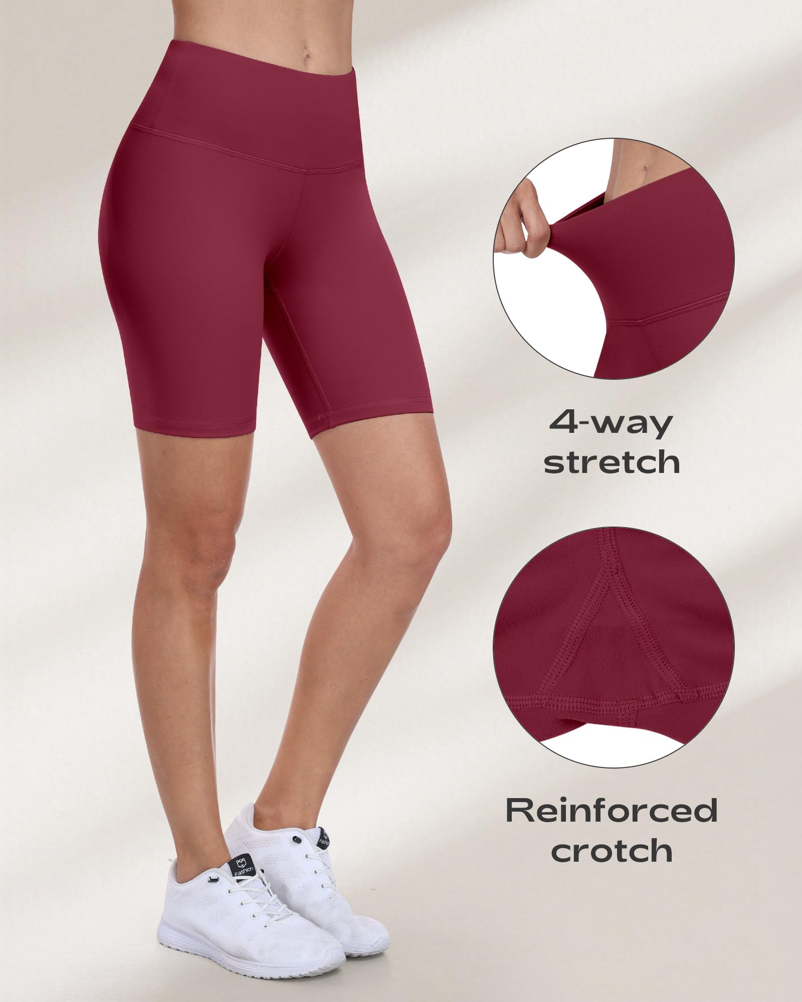 Pantalones cortos de ciclismo para mujer, cintura alta, control de abdomen, suaves, atléticos, gimnasio, yoga — view 6