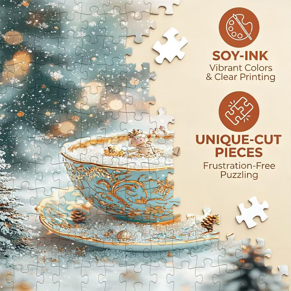 Puzzle 5000 elementów, puzzle dla dorosłych kubek do herbaty płatki śniegu artystyczne puzzle, gra puzzli, drewniane układanki, niemożliwe klasyczne układanki, do gry edukacyjnej wyzwanie zabawki