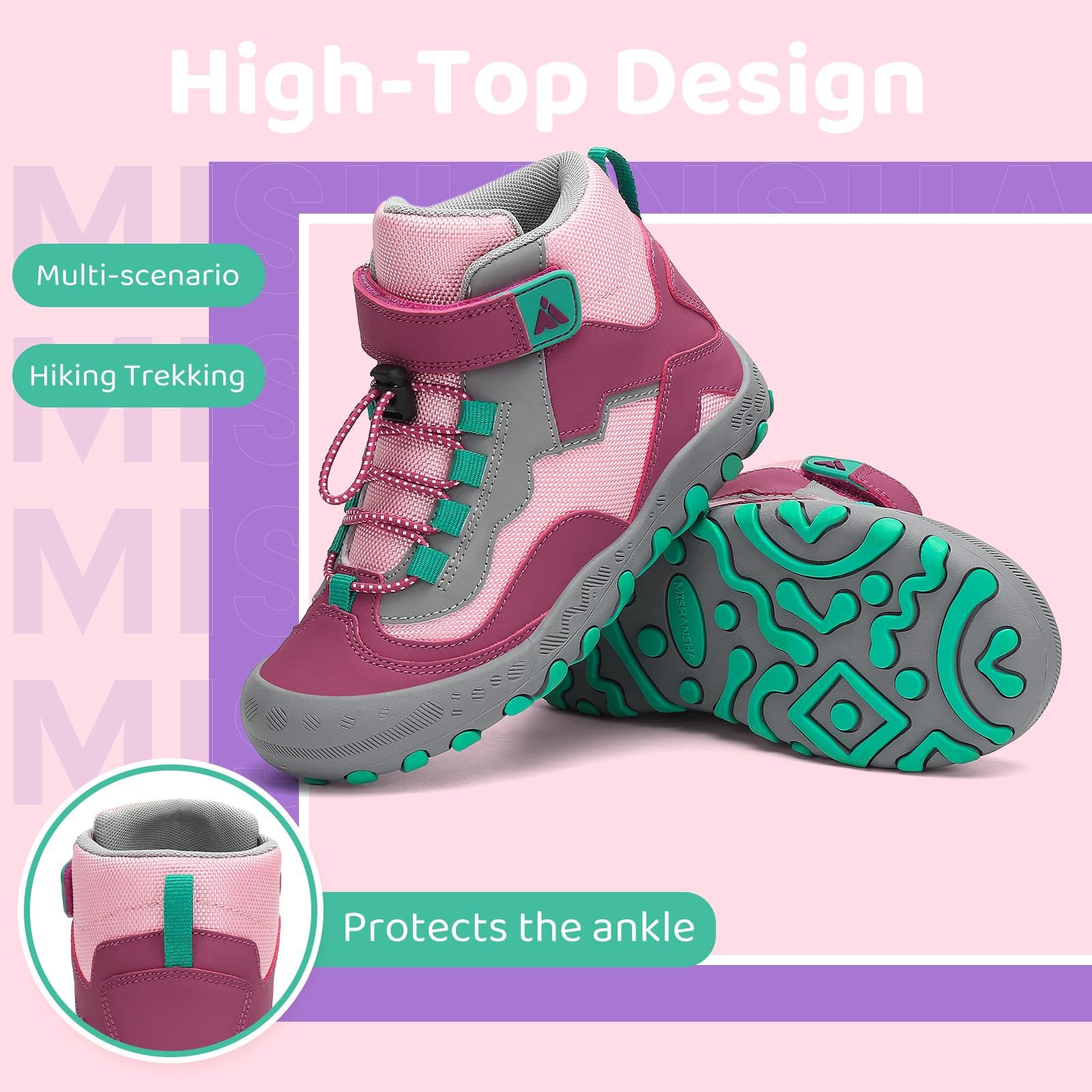 Mishansha Chaussures de Randonnée pour Garçons Antidérapant Trekking Léger Respirant Baskets Sneakers GR.24-38 EU