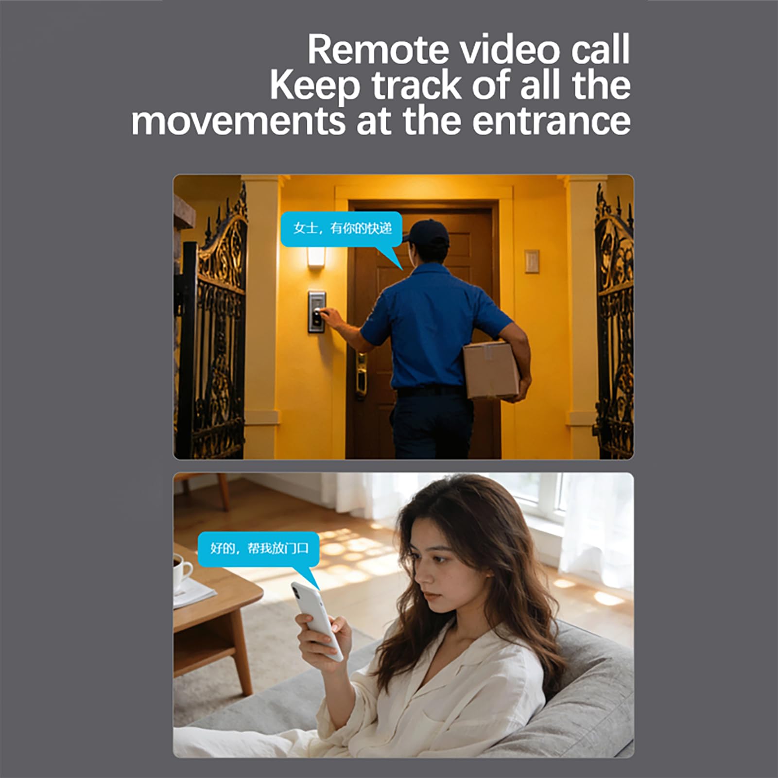 EMUKOEP Campanello Intelligente con Display HD da 4,3 Pollici e Visione | Rilevamento Movimento PIR, Filtraggio Umano, Controllo App WiFi 2.4G, Batteria Ricaricabile da 3000 MAh, Supporta Spessore