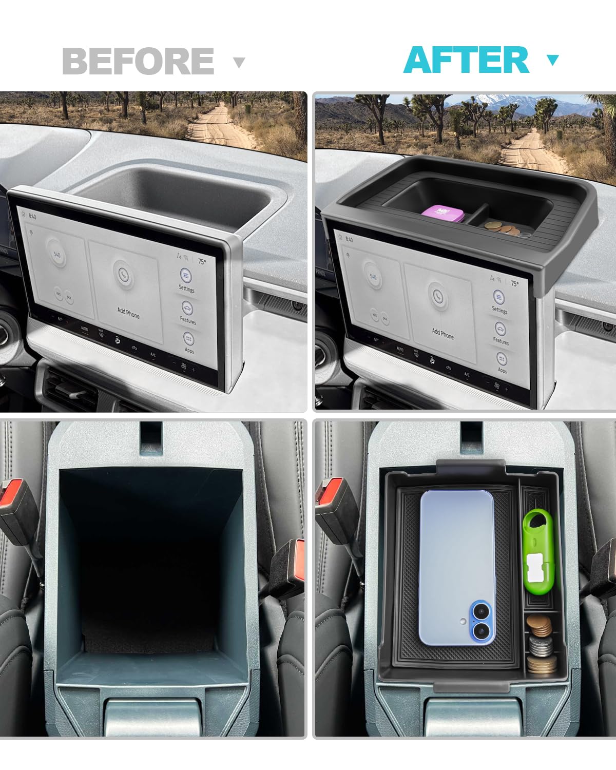 CDEFG For 2022 2023 Maverick Truck Center Console Side Storage Box Handle Pocket - View #8