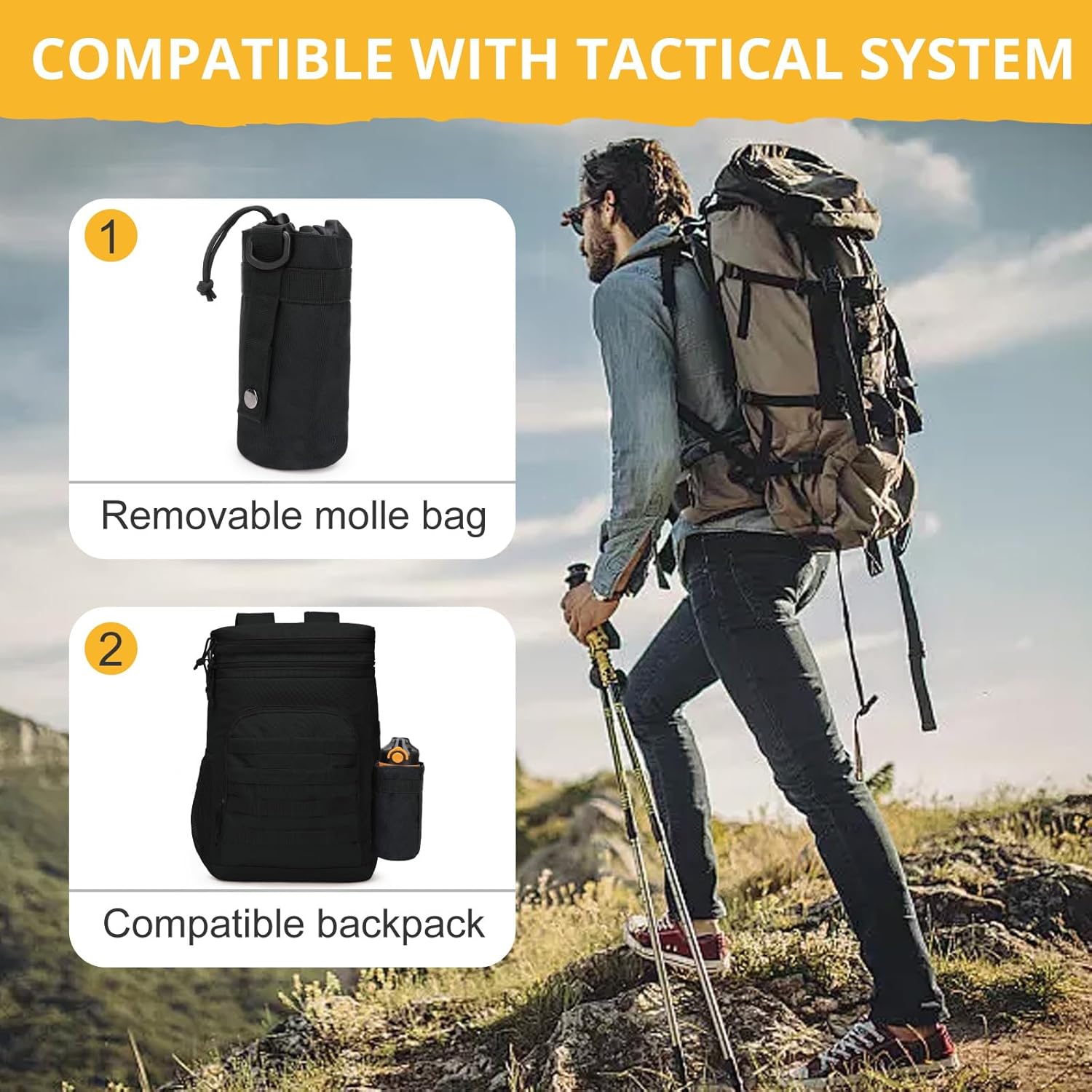 Tactical Reusable Lunch Bag for Men/Women - Insulated Lunch Box Leakproof Lunch Pail Freezable with Adjustable Shoulder Strap,Lunch Cooler Bag for Work Office Picnic Beach,Black - Image 8