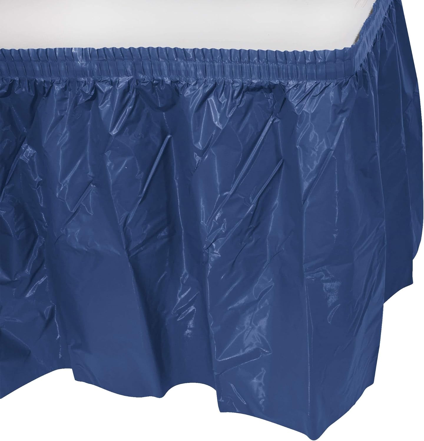 6 Navy Blue Plastic Table Skirts 29in X 13ft. Streches to 19 Ft