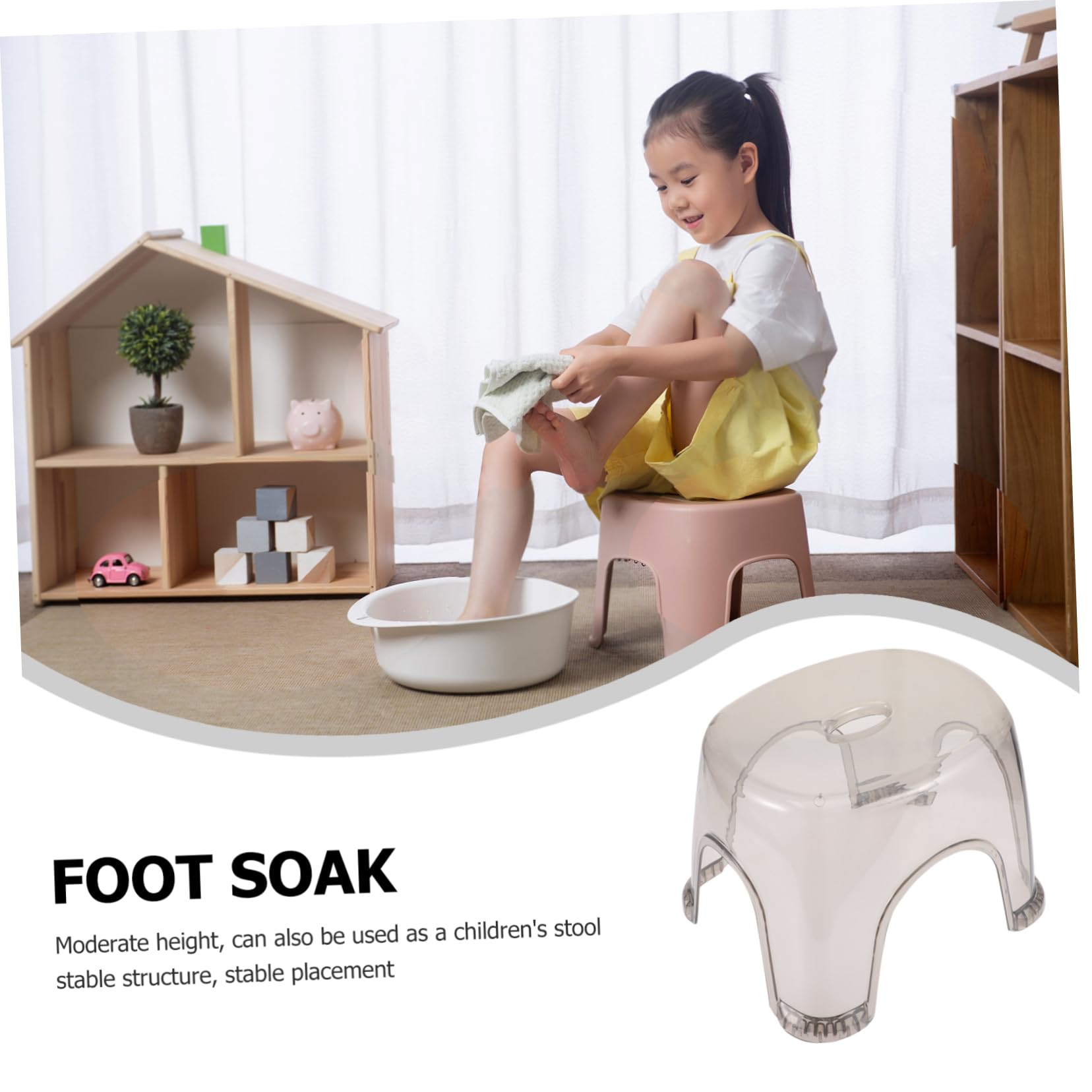 Sgabello da Bagno in Plastico Stabile per Bambini 2pezzi Poggiapiedi Sottile per Doccia, Ingresso, Casa