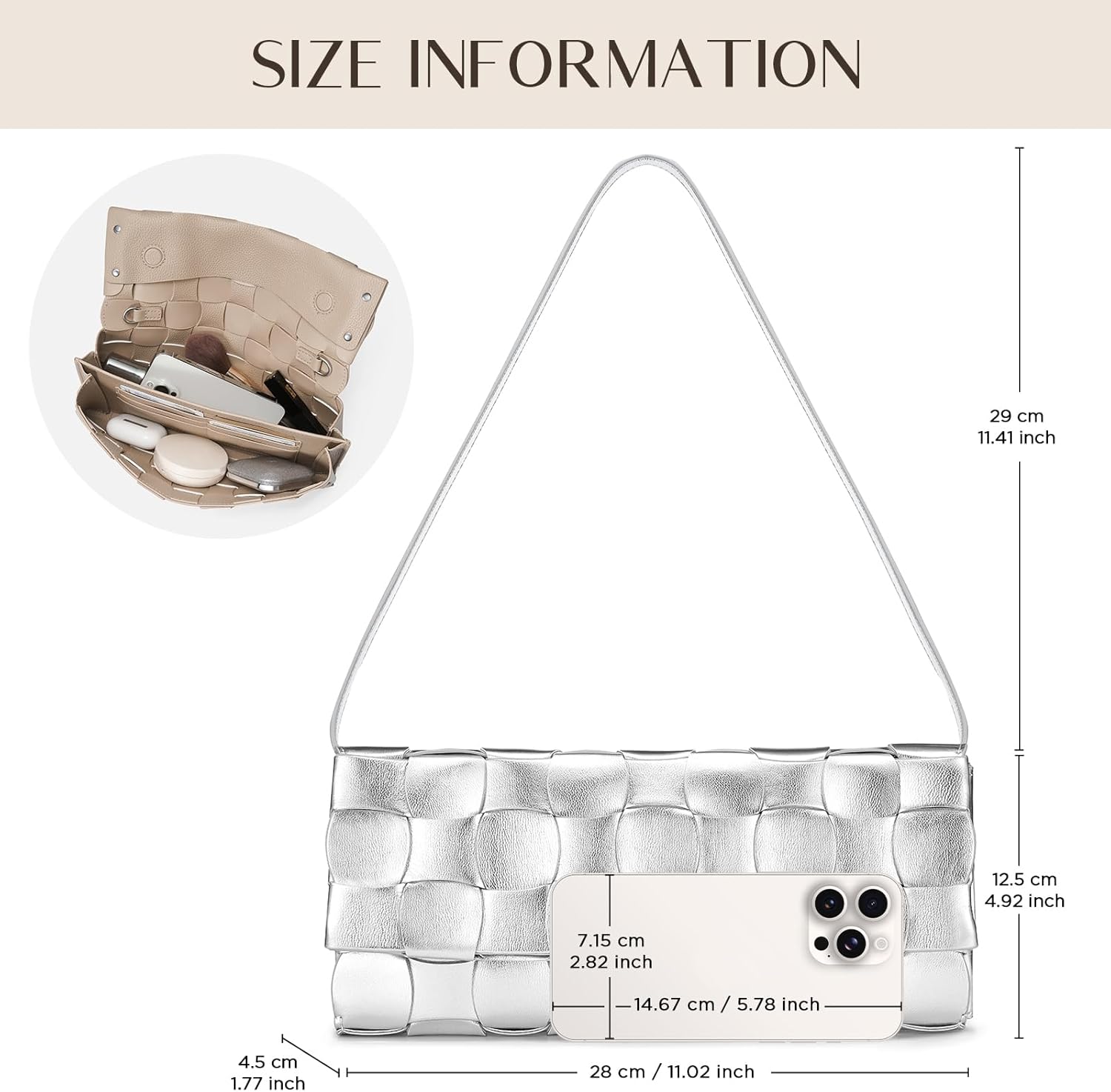 CHUNLI Woven Evening Clutch Purses for Women, PU Crossbody Shoulder Purse Handbag for Evening, Formal Events, Wedding, Party - Image 5