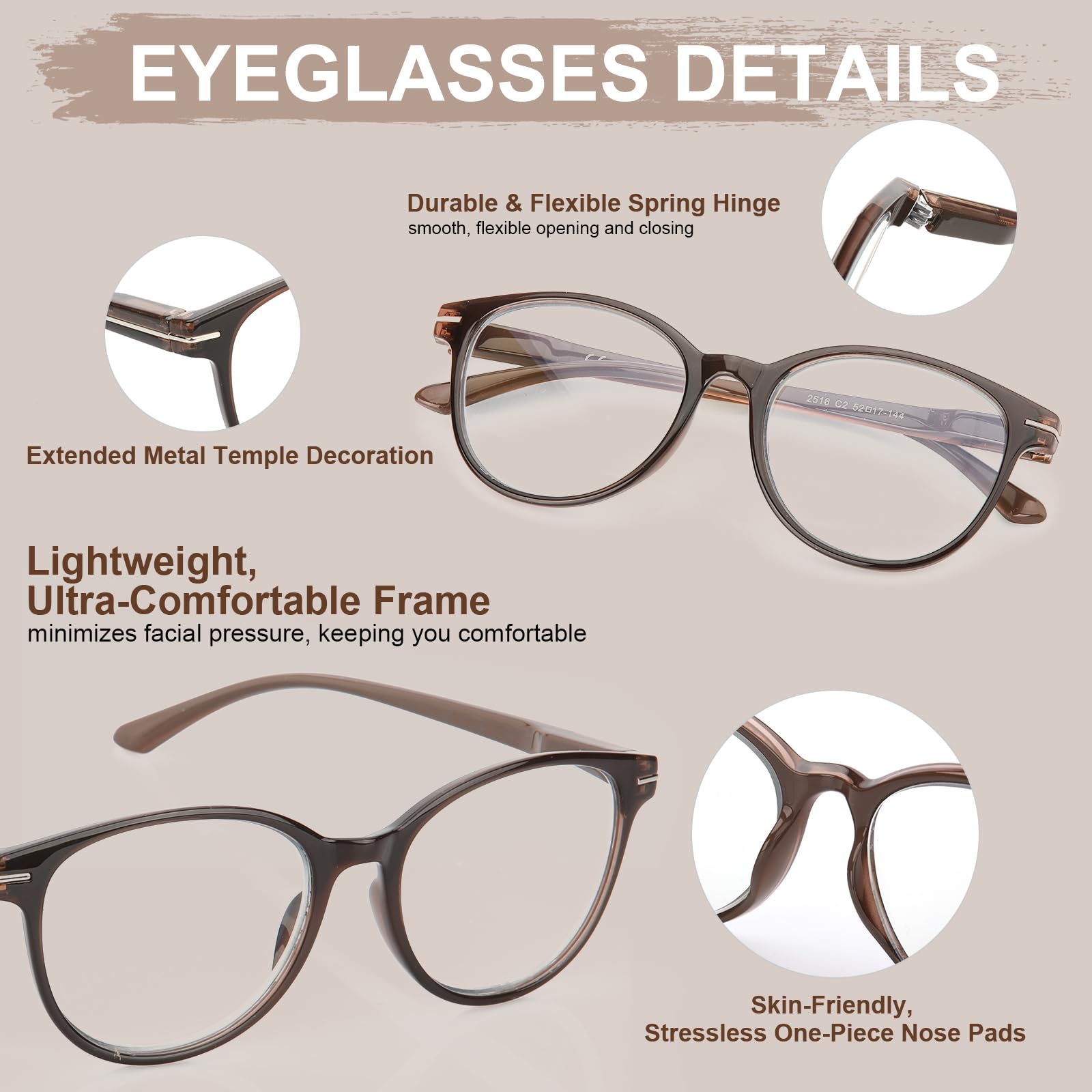 2 x Gafas de Lectura Progresiva Multienfoque para Mujeres Lector de Ordenador Luz Azul Retro