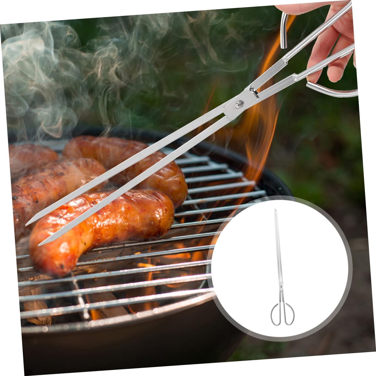 Gatuida Stainless Steel Fire Tongs for Fire Pit Long Handle Charcoal Clamp with Toothed Design for Safe Firewood Handling Multi-Purpose Campfire Tool for Outdoor Cooking and Barbecue