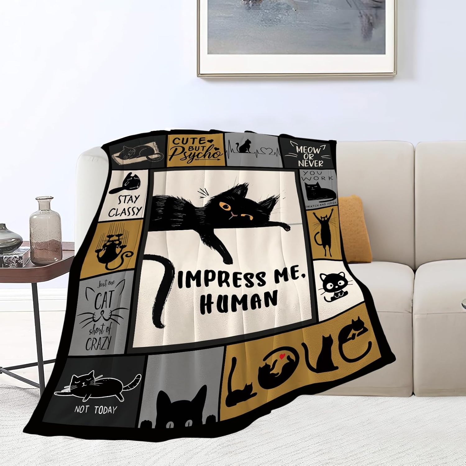Cat Blanket Black Cat Throw Blanket Soft Fleece Flannel Bedding Cat Gifts for Women Men Boys Girls Lovers Adults Lovers Stuff Plush for Couch Sofa Bed Room Decor 40"X50" - Image 3