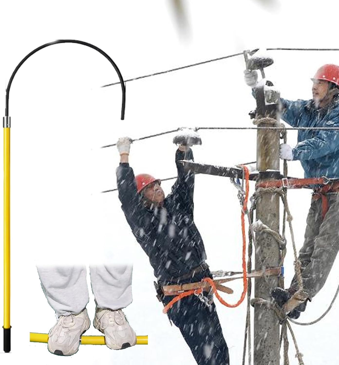Insulated Rescue Hook with Pole - 10kV-220kV Portable Fiberglass Electrical Safety Pull Bar, 220 lbs Load Capacity, Essential Power Protection for New Energy Substations