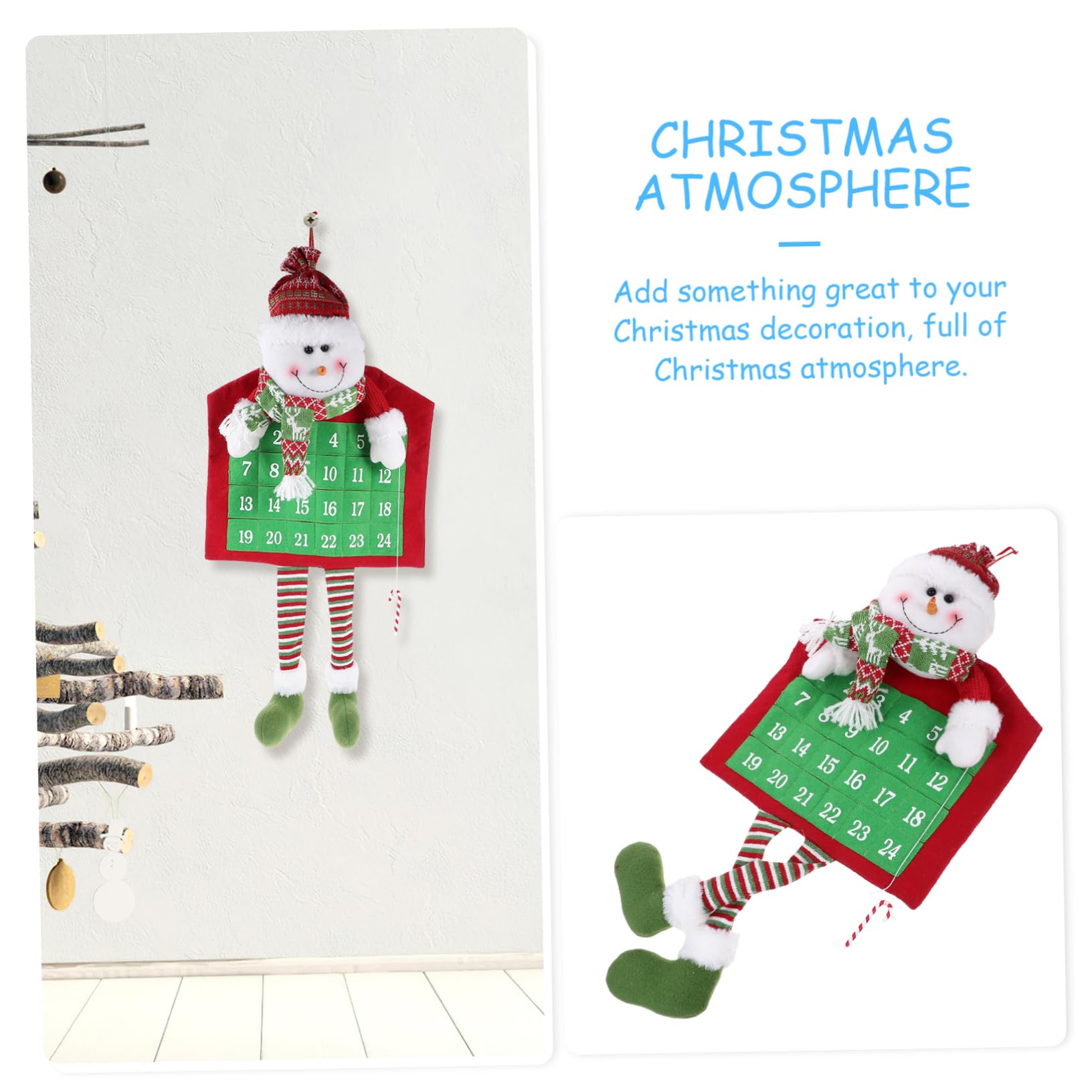 PartyKindom Calendario Dell'avvento Fai da Te Ciondolo per Porta di Casa Decorazione Calendario da Appendere alla Parete per Porte e Interni