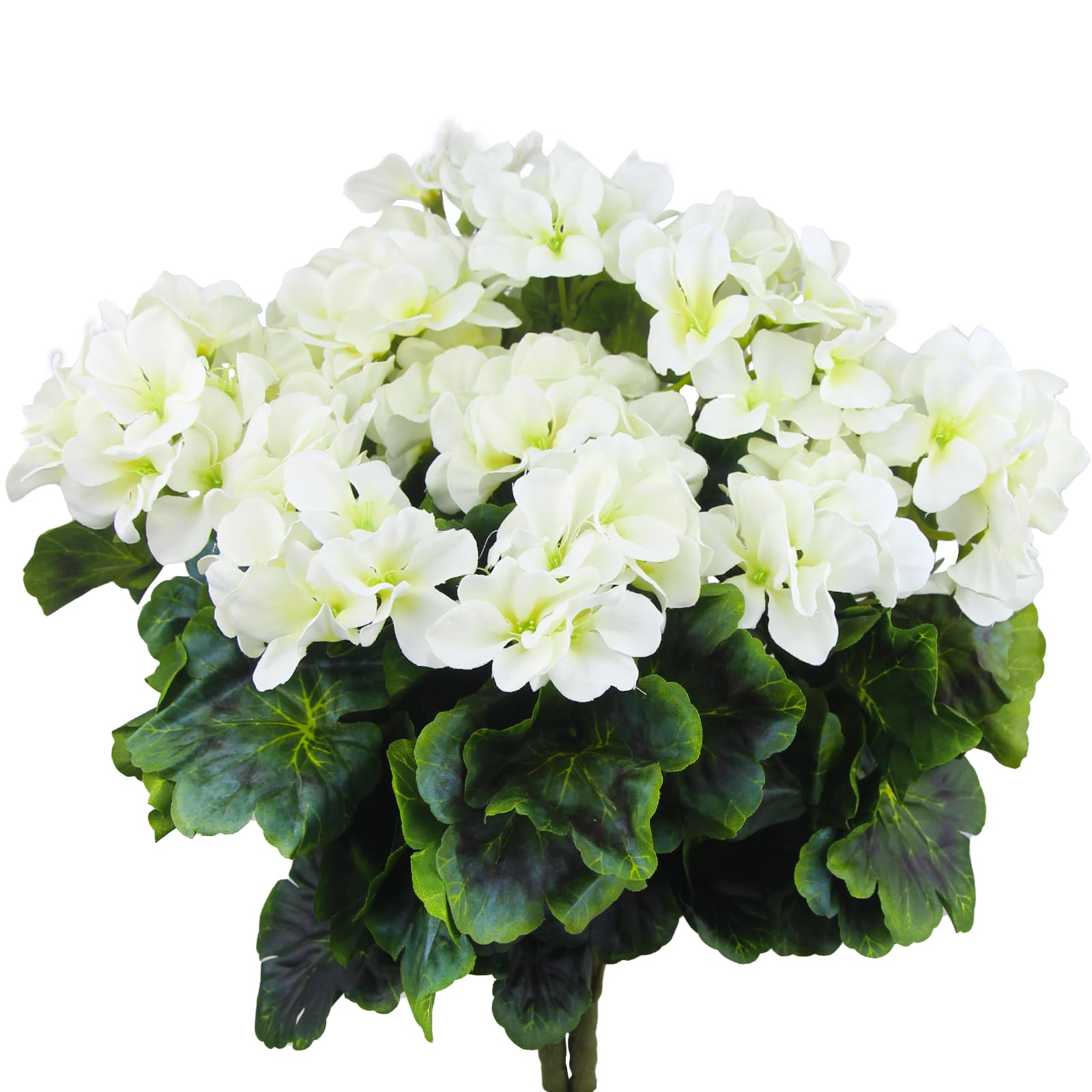 FAICOIA2 Pcs Artificial Geraniums for Outdoor Silk Geranium Flowers White Artificial Geranium Bush Faux Flowers Geraniums Branch for Garden Patio Grave Cemetary Vase Table Centerpiece Indoor Decor