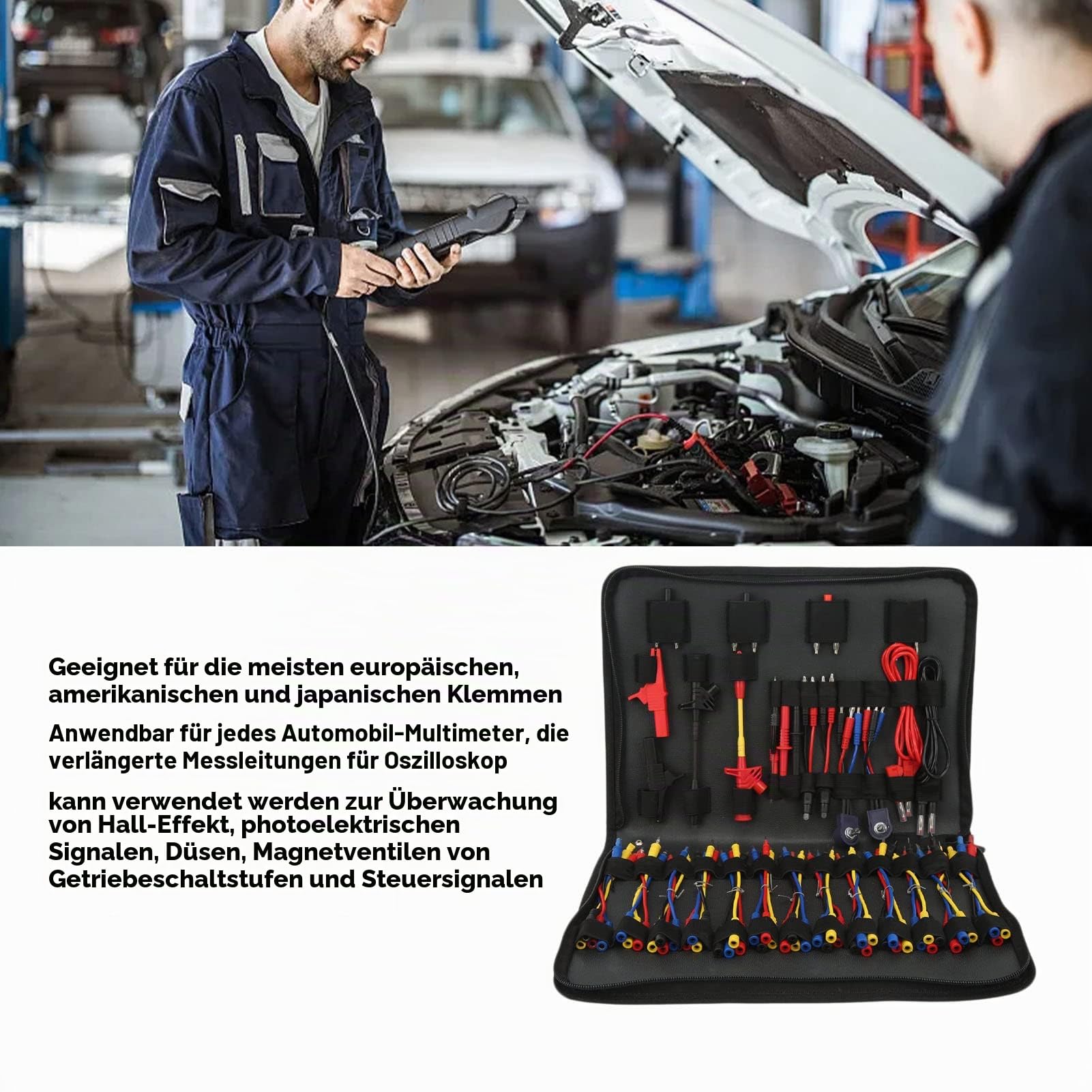 Multimeter Messleitungssatz, Automatische Diagnosewerkzeuge für Kfz mit Sonden und Krokodilklemmen, Schaltkreisprüfung und SRS Test, für Autoreparatur und Elektronik
