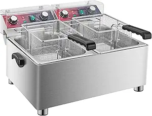Commercial Double Deep Fryer With 2 Basket large deep fryer 3600W Electric Oil Fryer Pot for Home Use 25QT Fish Fryer With Oil Filtration Stainless Steel Frier Model Namez2deep fryer