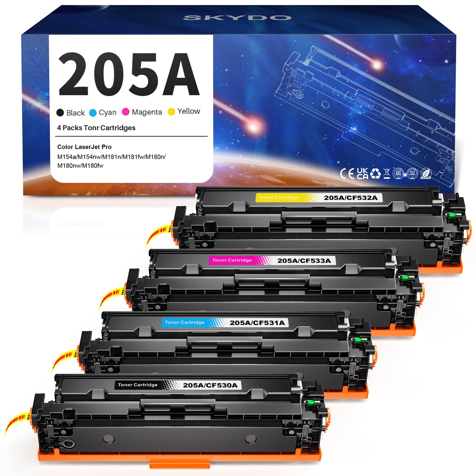 205A Toner CF530A compatibile per HP 205A CF530A CF531A CF532A CF533A per HP Color Laserjet Pro MFP M180n M181fw M181n M180nw M180fw M154a M154nw (205A Nero Ciano Magenta Giallo, 4-Pack)