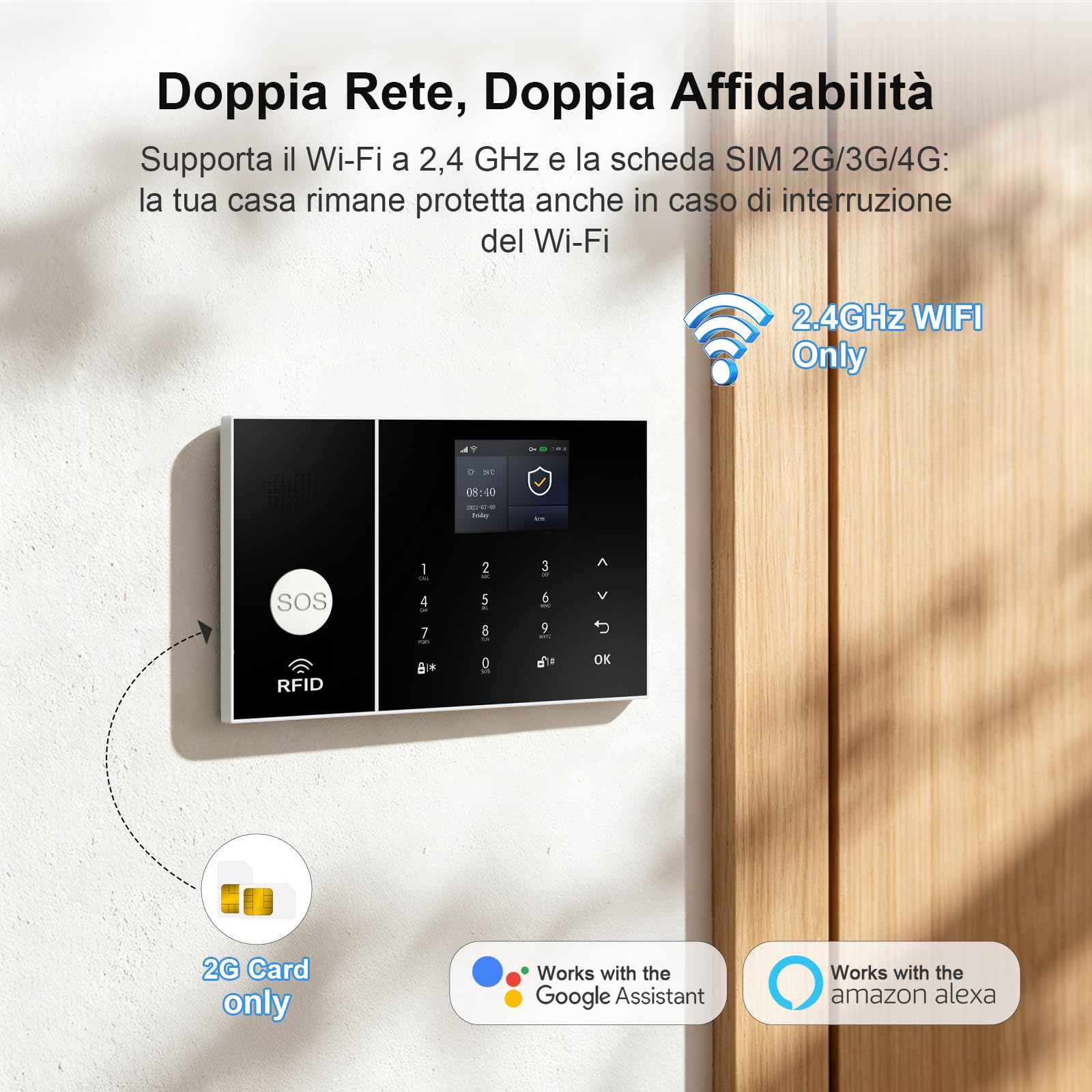 Système de sécurité Domestique, système d'alarme Anti-Intrusion 4G GSM Wi-FI, kit de 22 unités avec caméra Seeurity 2 MP, détecteur de Mouvement PIR, capteur de Porte et télécommande