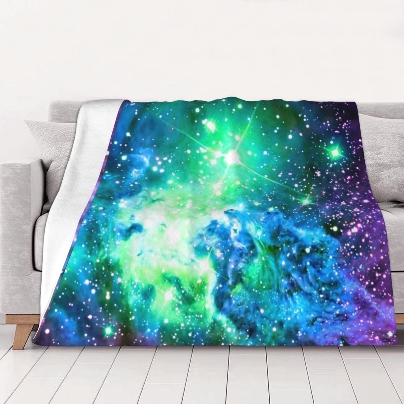 Couverture flanelle galaxie 200x150cm douce chaude pour lit et canapé