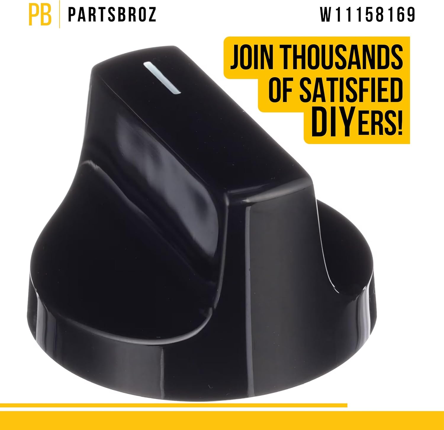 PartsBroz W11158169 Knob - Compatible With Whirlpool Maytag KitchenAid Jenn-Air Amana Range - Replaces AP6278115 4843272 W11022718 PS12347782 - Ensures Accurate Control