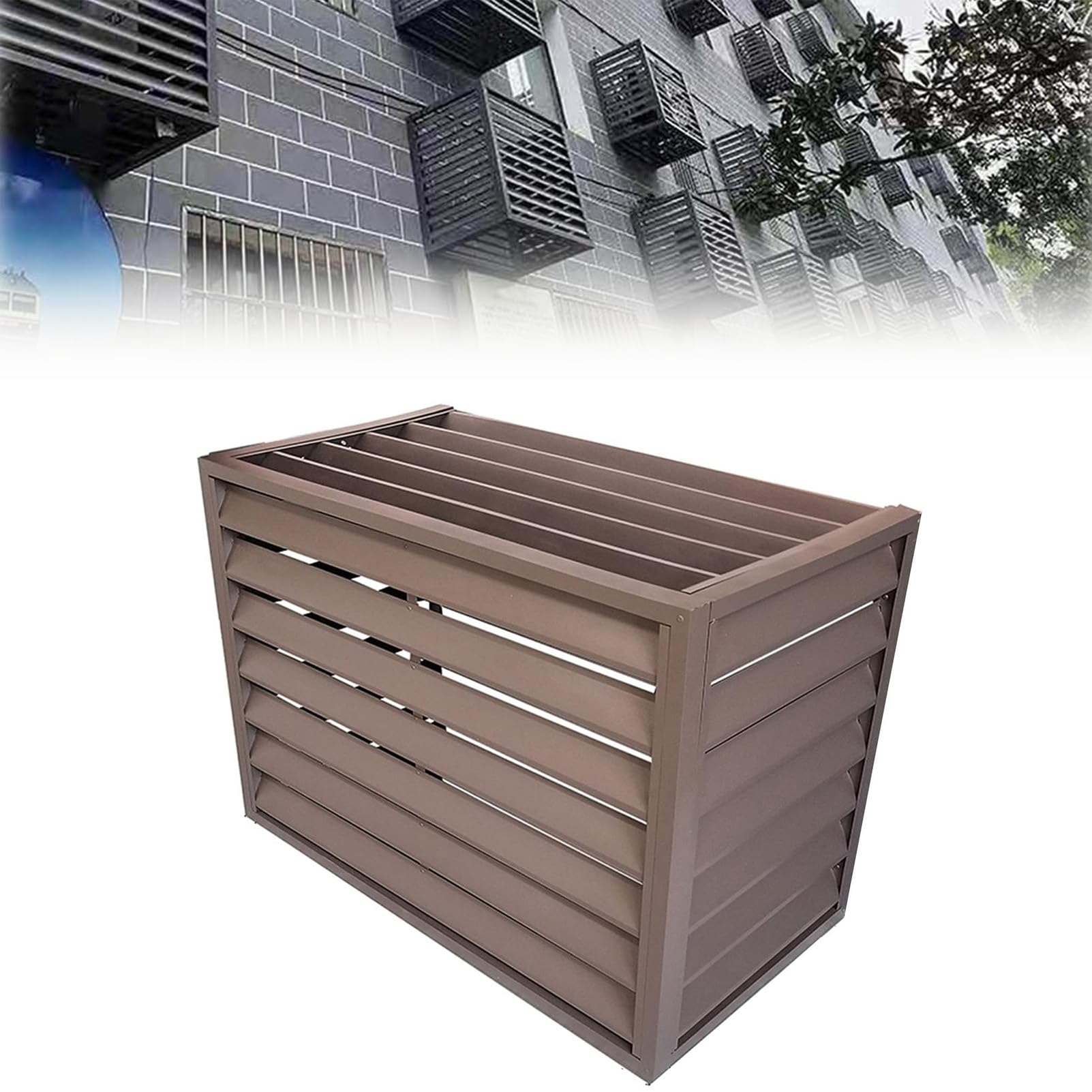Zewnętrzna mini dzielona osłona klimatyzatora – aluminiowy klimatyzator i ochrona pompy ciepła z redukcją hałasu pokrywa górna i żaluzjowy dach – trwała konstrukcja odporna na warunki atmosferyczne