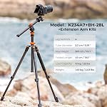 Camera Tripod 78"/200cm, K&F Concept DSLR Tripods Overhead Aluminum Lightweight Tripod Monopod with Extension Arm Ball Head, Loading Up to 22lbs/10kg