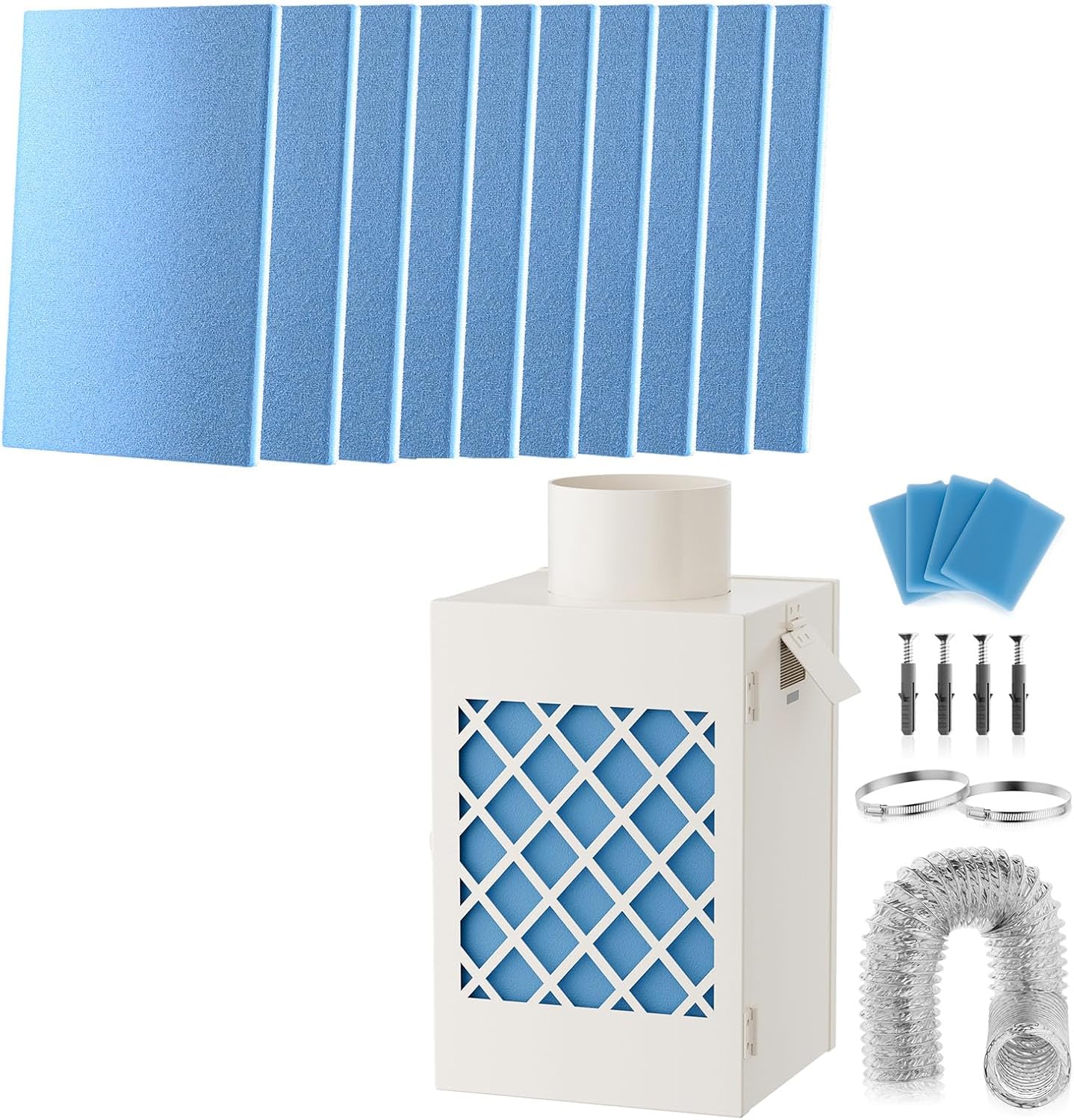 Indoor Dryer Vent Kit,10 Pack Dryer Filter ReplacementMetal Dryer Vent Box, Indoor Dryer Vent for Electric Dryer, Space Saver Dryer Vent Kit with Polyester Filters, Dryer Vent Hose