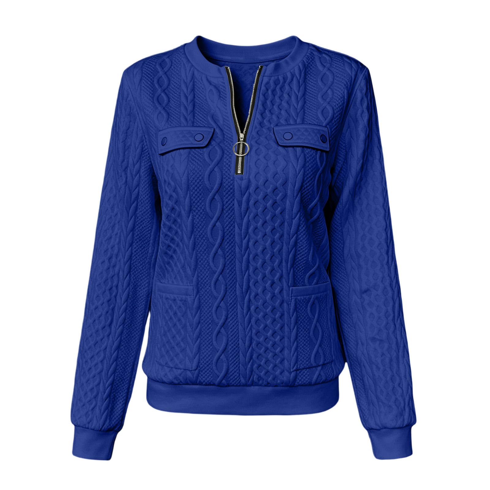 Generico Felpa Leggera Donna Felpa Leggera con Mezza Zip Moda Casual Pullover con Coulisse Taglie Forti Spessa Sweatshirt da Autunno a Maniche Lunghe Calda Felpe per Fitness Jogging Tinta Unita