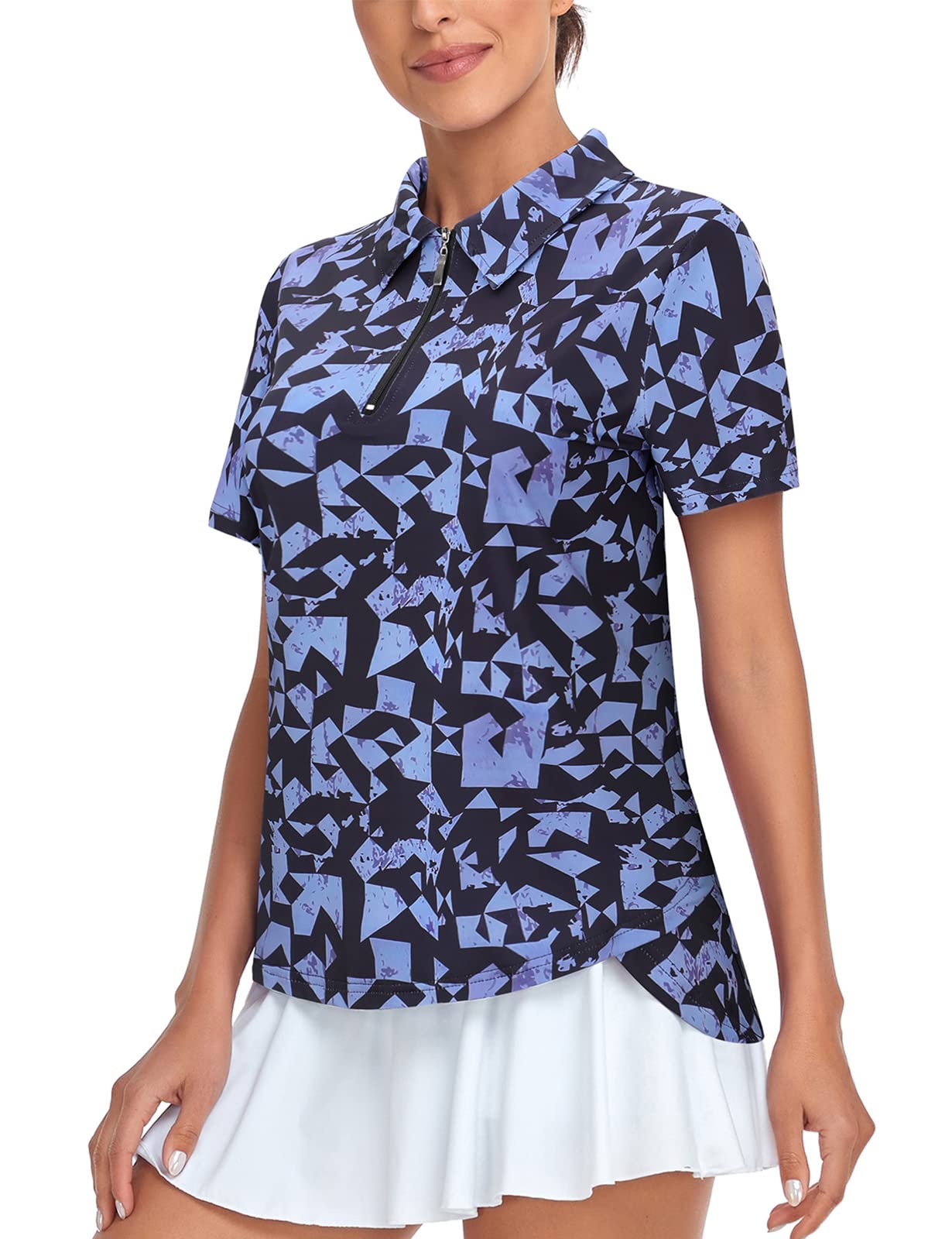 Tanst SkyWomen's Golf Polo Shirts Short Sleeve Quarter Zip Pullover Moisture Wicking Workout Tops