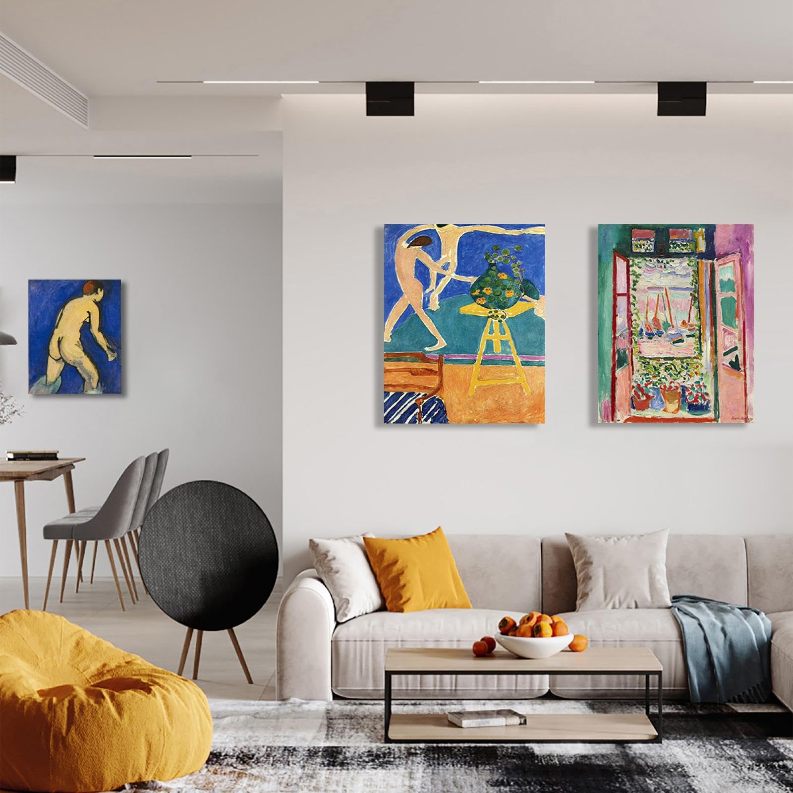 Henri Matisse Lienzo Arte de la Pared Conjunto de 3 Exposición Carteles Estéticos Abstractos Reproducciones de Obras de Arte Famosas en Lienzo para la Decor de la Barra 50x75cmx3pcs Marco interior
